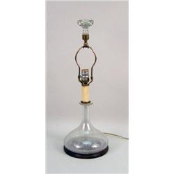 A BLOWN-GLASS DECANTER LAMP WITH STOPPER FINIAL