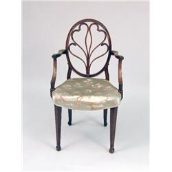 A GEORGE III-STYLE CARVED MAHOGANY ARMCHAIR