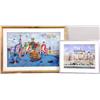 Image 1 : A FRAMED WATERCOLOR OF A HARBOR SCENE