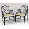 Image 1 : A PAIR OF GEORGE III-STYLE EBONIZED FAUX BAMBOO COCKPEN ARMCHAIRS