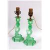 Image 2 : A PAIR OF GREEN SANDWICH GLASS DOLPHIN-FORM CANDLESTICKS