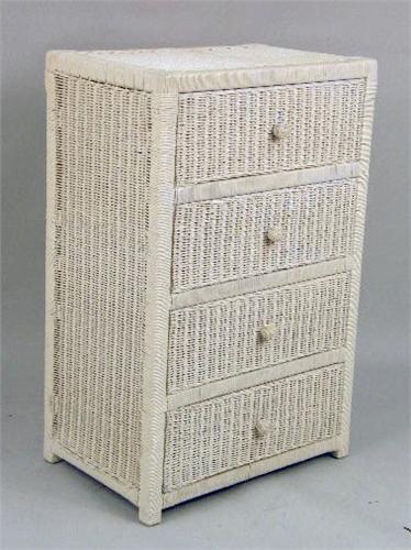 An Assembled Group Of Ivory Painted Wicker Girl S Bedroom Furniture