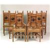 Image 1 : A SET OF EIGHT ARTS AND CRAFTS PART-EBONIZED AND FIGURED OAK RUSH SEAT DINING CHAIRS