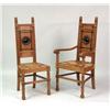 Image 3 : A SET OF EIGHT ARTS AND CRAFTS PART-EBONIZED AND FIGURED OAK RUSH SEAT DINING CHAIRS