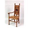 Image 4 : A SET OF EIGHT ARTS AND CRAFTS PART-EBONIZED AND FIGURED OAK RUSH SEAT DINING CHAIRS