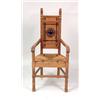 Image 6 : A SET OF EIGHT ARTS AND CRAFTS PART-EBONIZED AND FIGURED OAK RUSH SEAT DINING CHAIRS