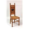 Image 7 : A SET OF EIGHT ARTS AND CRAFTS PART-EBONIZED AND FIGURED OAK RUSH SEAT DINING CHAIRS