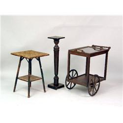A BROWN-PAINTED BAMBOO SIDE TABLE