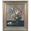 Image 1 : AN OIL ON CANVAS, A MELANCHOLY STILL LIFE OF AN URN WITH FLOWERS