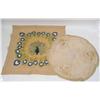 Image 9 : AN ARTS AND CRAFTS GILT METAL AND PORCELAIN CIRCULAR TRAY AND SIX MATCHING COASTERS