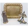 Image 1 : AN ART NOUVEAU HAMMERED SILVERED COPPER AND BRASS-MOUNTED STYLIZED WOLF-HEAD TANKARD