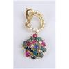 Image 2 : A PAIR OF 18K YELLOW GOLD, DIAMOND, CARVED EMERALD, RUBY AND SAPPHIRE "TUTTI-FRUTTI" STYLE DROP EAR 