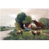 Image 2 : A FRAMED OIL ON CANVAS OF A LANDSCAPE WITH COWS