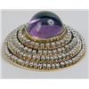 Image 2 : AN ART DECO-STYLE 14K YELLOW GOLD, YELLOW DIAMOND AND AMETHYST BROOCH/PENDANT