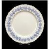 Image 2 : TWELVE WEDGWOOD EMBOSSED QUEENSWARE BLUE ON WHITE PORCELAIN DINNER PLATES