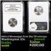 Image 1 : NGC 2002-d Mississippi Washington Quarter First Day Of mintage 25c Graded ms68 By NGC