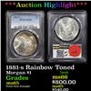 ***Auction Highlight*** PCGS 1881-s Rainbow Toned Morgan Dollar $1 Graded ms65 By PCGS (fc)