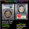 ***Auction Highlight*** PCGS 1952-p Franklin Half Dollar CAC 50c Graded ms66 FBL By PCGS (fc)