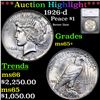 ***Auction Highlight*** 1926-d Peace Dollar $1 Graded ms65+ By SEGS (fc)