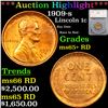 ***Auction Highlight*** 1909-s Lincoln Cent 1c Graded ms65+ RD By SEGS (fc)