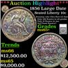 Image 1 : ***Auction Highlight*** 1856 Large Date Seated Liberty Dime 10c Graded ms65+ By SEGS (fc)