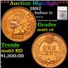 Image 1 : ***Auction Highlight*** 1892 Indian Cent 1c Graded ms65 rd By SEGS (fc)