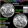 ***Auction Highlight*** 1944-p Walking Liberty Half Dollar 50c Graded ms66+ By SEGS (fc)