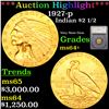 ***Auction Highlight*** 1927-p Gold Indian Quarter Eagle $2 1/2 Graded ms64+ By SEGS (fc)