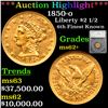***Auction Highlight*** 1850-o Gold Liberty Quarter Eagle $2 1/2 Graded ms62+ By SEGS (fc)