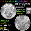 ***Auction Highlight*** 1891-p Morgan Dollar vam 9 R5 $1 Graded ms64+ By SEGS (fc)