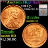 ***Auction Highlight*** 1917-p Lincoln Cent 1c Graded ms66 rd By SEGS (fc)