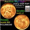 ***Auction Highlight*** 1938-p Lincoln Cent TOP POP! 1c Graded ms68 rd By SEGS (fc)