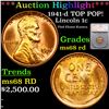 ***Auction Highlight*** 1941-d Lincoln Cent TOP POP! 1c Graded ms68 rd By SEGS (fc)
