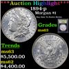Image 1 : ***Auction Highlight*** 1894-p Morgan Dollar $1 Graded Select Unc By USCG (fc)