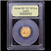 Image 4 : ***Auction Highlight*** 1914-p Gold Indian Quarter Eagle $2 1/2 Graded Select Unc By USCG (fc)