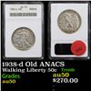 ANACS 1938-d Walking Liberty Half Dollar Old ANACS 50c Graded au50 By ANACS
