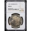 Image 2 : NGC 1921-p Morgan Dollar $1 Graded ms63 BY NGC