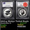 Image 1 : PCGS 2015-p Australia $1 Wedge Tailed Eagle Graded ms70 By PCGS