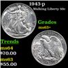 Image 1 : 1943-p Walking Liberty Half Dollar 50c Grades Select+ Unc