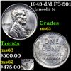 Image 1 : 1943-d/d Lincoln Cent FS-501 1c Grades Select Unc