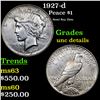 Image 1 : 1927-d Peace Dollar $1 Grades Unc Details