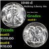 Image 1 : 1946-d Walking Liberty Half Dollar 50c Grades Choice+ Unc