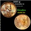 Image 1 : 1937-p Lincoln Cent 1c Grades GEM+ Unc BN