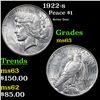Image 1 : 1922-s Peace Dollar $1 Grades Select Unc