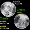 Image 1 : 1925-p Peace Dollar $1 Grades GEM+ Unc