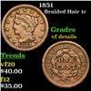 1851 Braided Hair Large Cent 1c Grades vf details