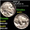 Image 1 : 1937-p Buffalo Nickel 5c Grades GEM+ Unc