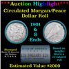 ***Auction Highlight*** Full solid Bank Of America Morgan/Peace silver dollar roll, 20 coin 1901 & '