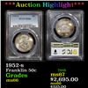 Image 1 : ***Auction Highlight*** PCGS 1952-s Franklin Half Dollar 50c Graded ms66 By PCGS (fc)
