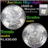 Image 1 : ***Auction Highlight*** 1880-o Morgan Dollar $1 Graded ms64 By SEGS (fc)